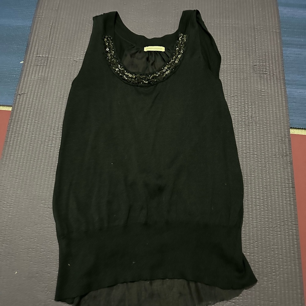 Leroy & Perry Black Merino Wool Vest Small S